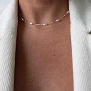 Choker de Pérola Banhado a Ouro 18k